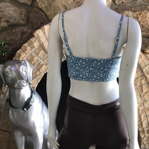 Forever 21 Daisy Floral Print Blue White Crop Top Women’s Size Medium - Picture 3 of 7